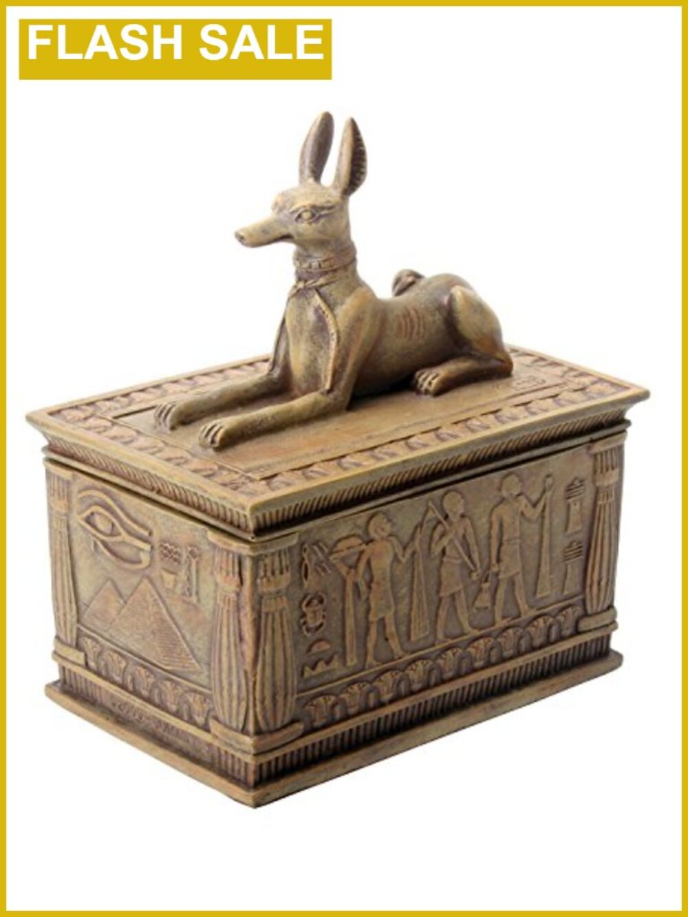 Sandstone Anubis Egyptian Trinket Box Jewelry Storage